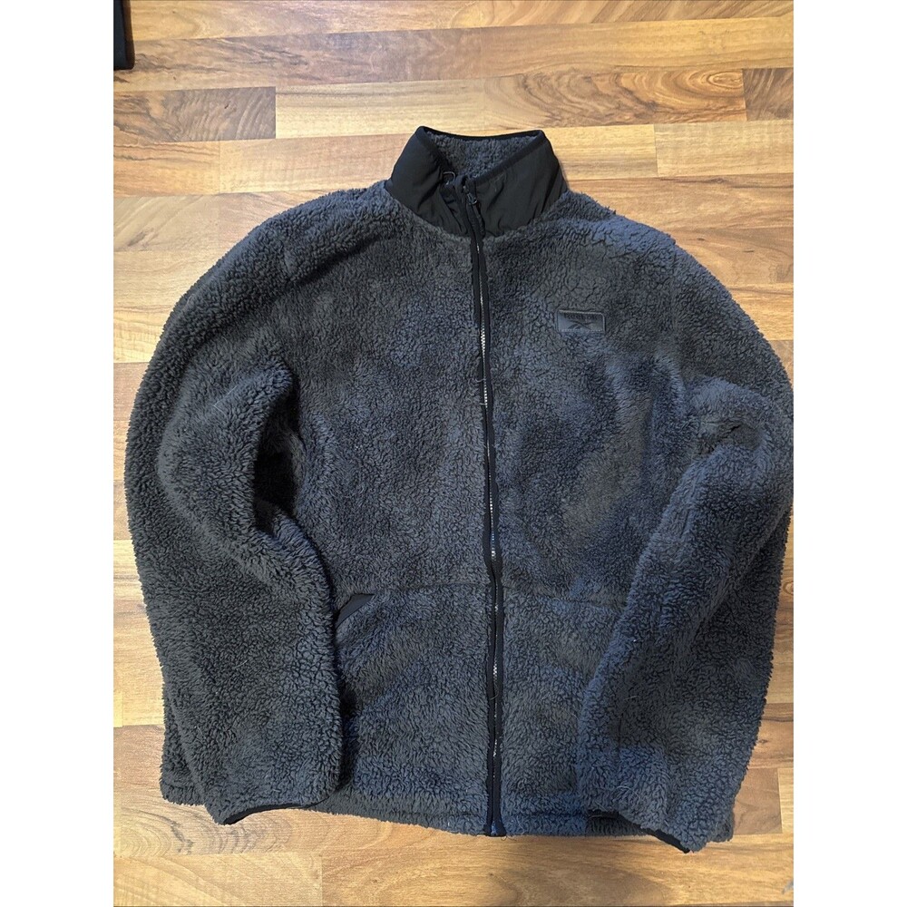 Reebok Fleece Fuzzy Coat Very Comfortable Size Xl Black